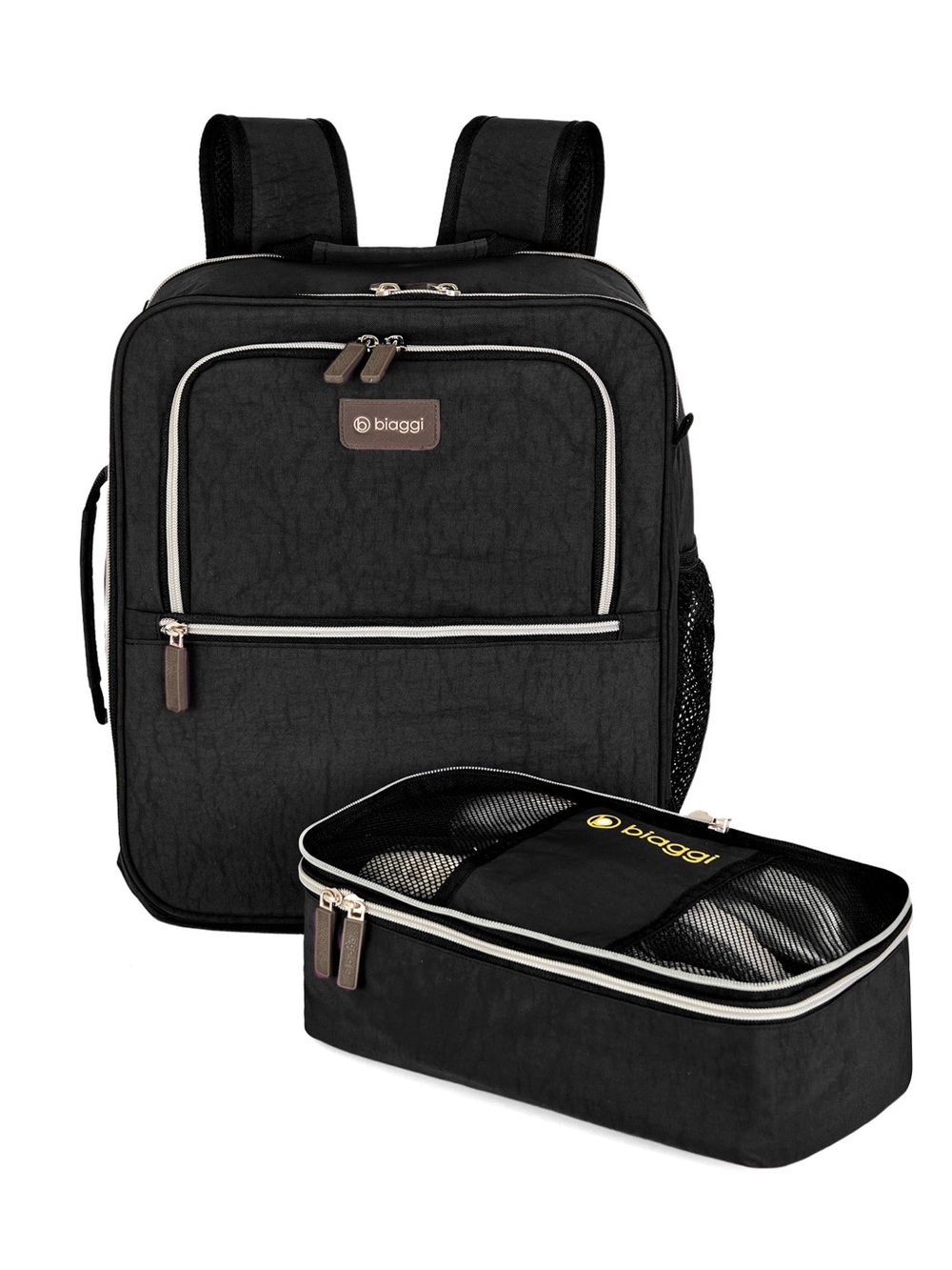 Biaggi Black Travel Backpack - Organized Carry Pack